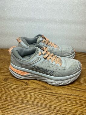 Hoka One One Bondi 7 Gray Harbor Mist Athletic Running Shoes Women's Size 7.5